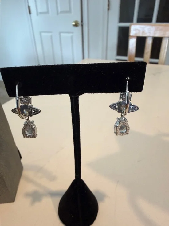 Vivienne Westwood Silver Crystal Orb Drop Earrings - Picture 5 of 7